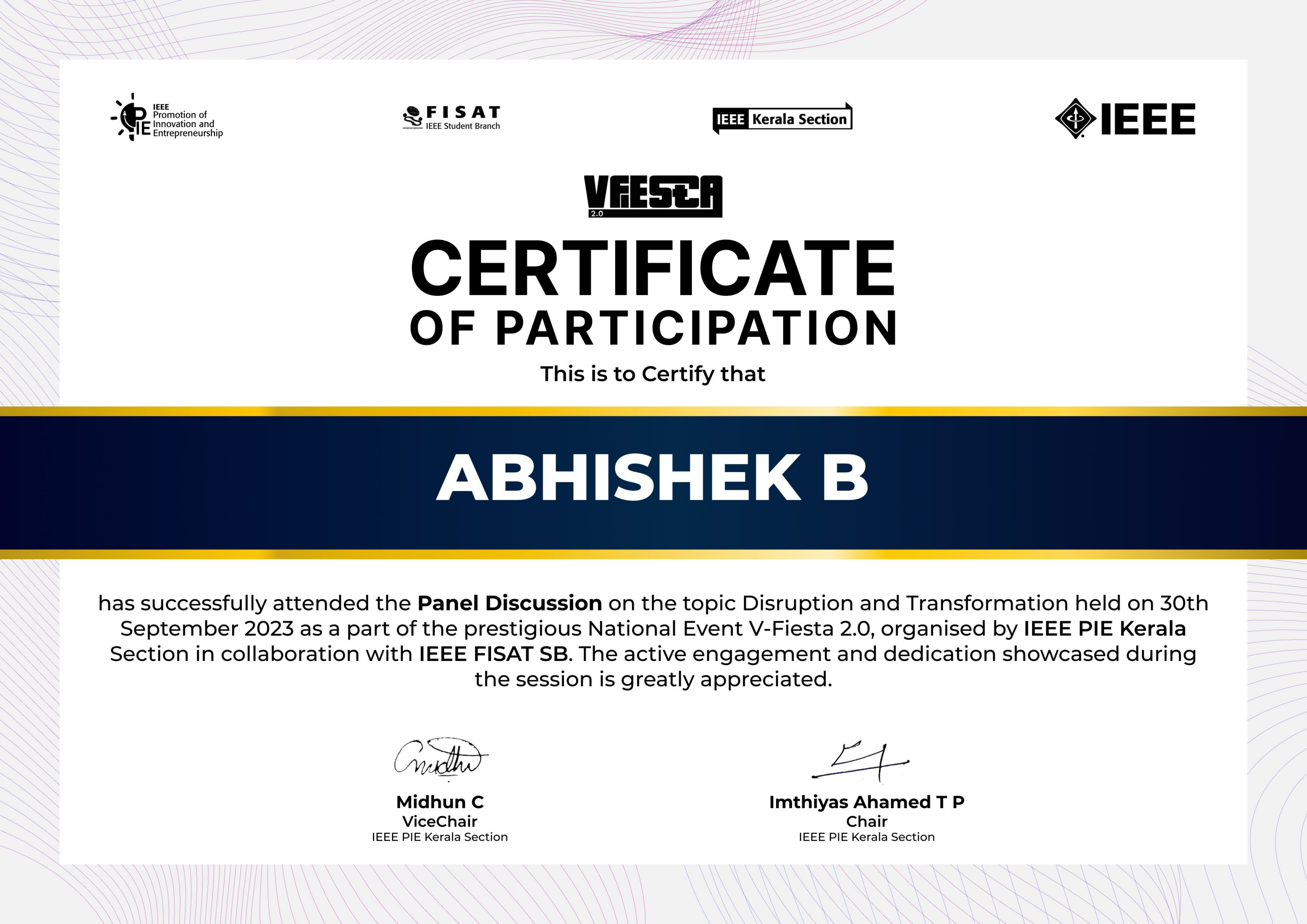 Panel Discussion Certificate